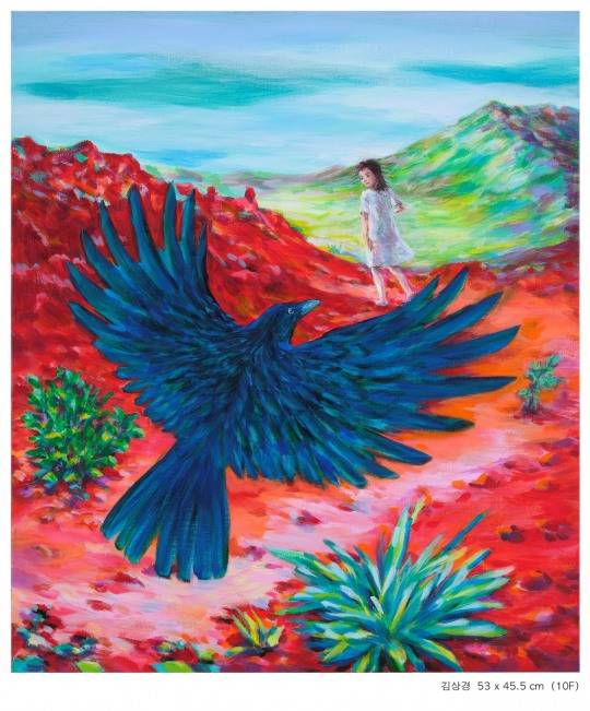 소녀와 까마귀와 은검초, 53×45.5cm, 캔버스에 아크릴, 2026