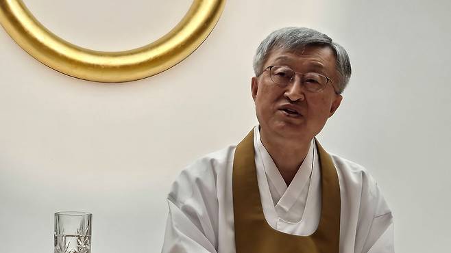 나상호 원불교 교정원장은 대각개교절을 앞두고 “물질 만능주의를 경계하고 새로운 정신문명을 건설해야 한다”고 강조했다. 백성호 기자