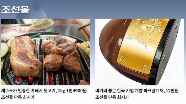 ▲ 조선일보 홈페이지 '조선몰' 갈무리.