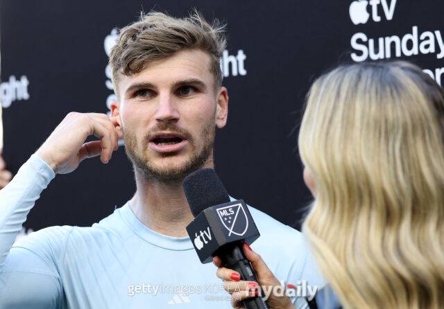 베르너가 20일 미국 LA에서 열린 LAFC와의 2026시즌 MLS 8라운드에서 MLS 데뷔골에 성공한 후 인터뷰를 진행하고 있다./게티이미지코리아