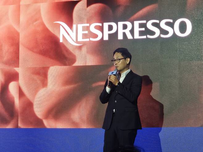 박성용 네스프레소코리아 대표가 23일 네스프레소가 성수동에서 연 ‘네스프레소 버츄오월드 미디어 데이’에서 발언하고 있다.(사진=정영인 기자 oin@)