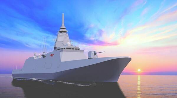 미쓰비시중공업이 호주로부터 수주받아 개발 중인 신형 구축함 이미지. 아사히신문 4월 21일