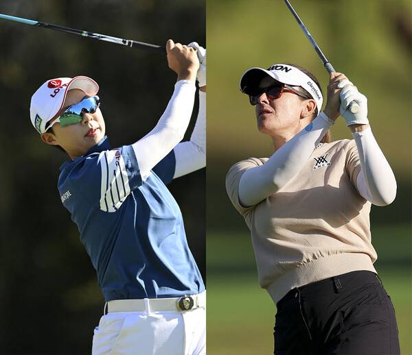2026년 미국여자프로골프(LPGA) 투어 2026시즌 첫 메이저 대회 셰브론 챔피언십에 출전하는 김효주 프로, 한나 그린(호주). 사진제공=LPGA_Getty (사진을 무단으로 사용하지 마십시오.)