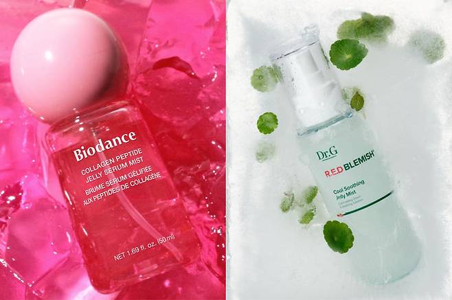 [서울=뉴시스] 바이오던스 젤리 세럼 미스트, 닥터지 '레드 블레미쉬 쿨 수딩 젤리 미스트' (사진=각 사 제공) 2026.04.23. photo@newsis.com *재판매 및 DB 금지