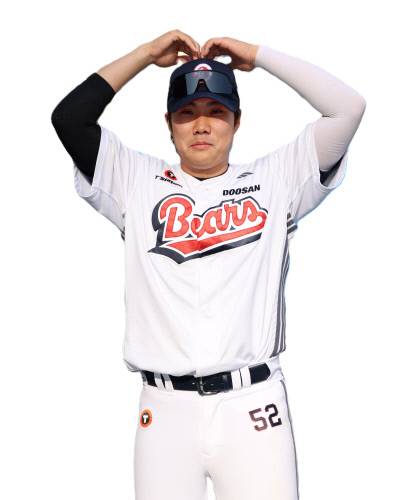 박준순이 19일 잠실 KIA전을 마치고 포즈를 취하고 있다. 두산베어스 제공