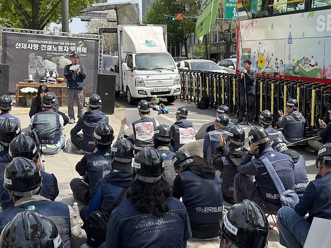 민주노총 건설노조 산재사망 건설노동자 위령제 현장 [촬영 최윤선]