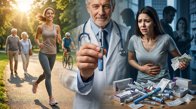 위고비와 마운자로는 기대와 걱정을 함께 모으고 있다. /구글 제미나이 나노 바나나로 생성한 이미지