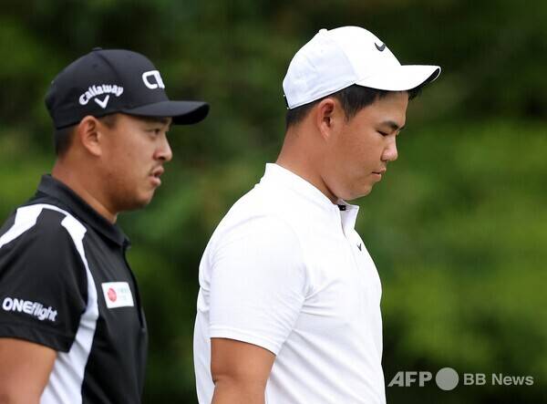 2026년 미국프로골프(PGA) 투어 '2인 1조' 팀 경기인 취리히 클래식 오브 뉴올리언스에 출전한 김주형 프로, 케빈 위(대만). 사진제공=ⓒAFPBBNews = News1 (사진을 무단으로 사용하지 마십시오.)