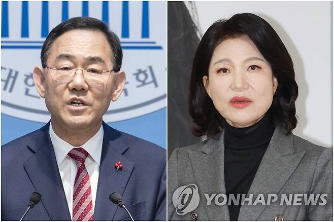 주호영 의원(왼쪽)과 이진숙 전 방송통신위원장 [촬영 황광모·김현태]