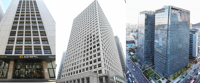 왼쪽부터 차례대로 KB국민카드 본사, 삼성카드 본사, 신한카드 본사 전경. [각사]