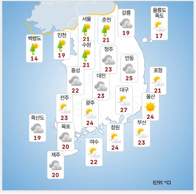 ⓒ기상청: 내일(27일) 오후 날씨