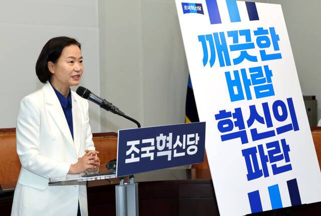 조국혁신당이 26일 지방선거를 앞두고 파란개비 선거대책위원회를 출범 기자간담회를 열었다. 연합뉴스