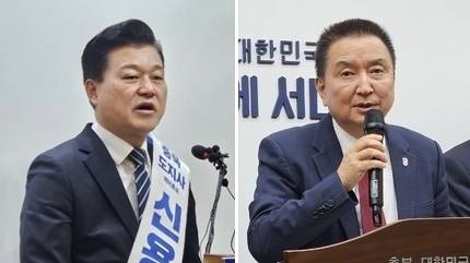 민주당 신용한(왼쪽), 국힘 김영환 충북지사 후보. /충청타임즈DB