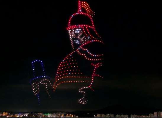 2025년 아산 성웅이순신 축제&nbsp; 드론 라이트쇼 모습