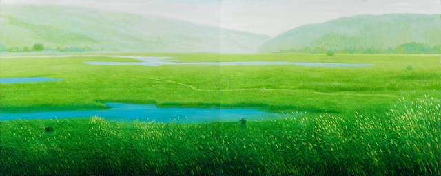 강복근, 낙동강의 자연, 자생, 자아, 2012, 캔버스에 유채, 130x324cm, /경남도립미술관 소장/