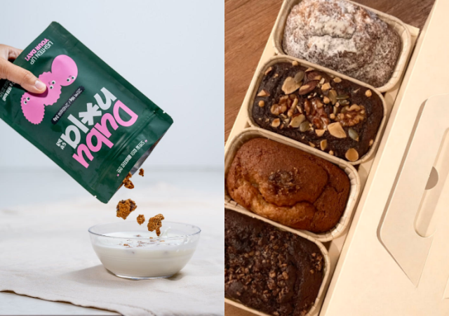 비지테리안 '두부놀라'(왼쪽)과 소랑 '저당 미니파운드' [사진=한유원]