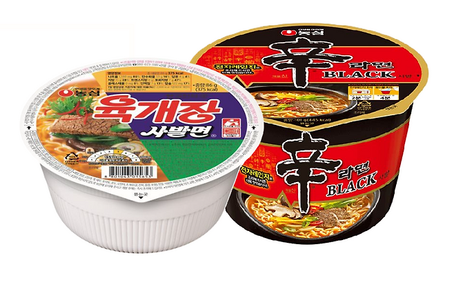 농심 육개장 사발면과 신라면&nbsp;블랙 사발. (사진=농심)