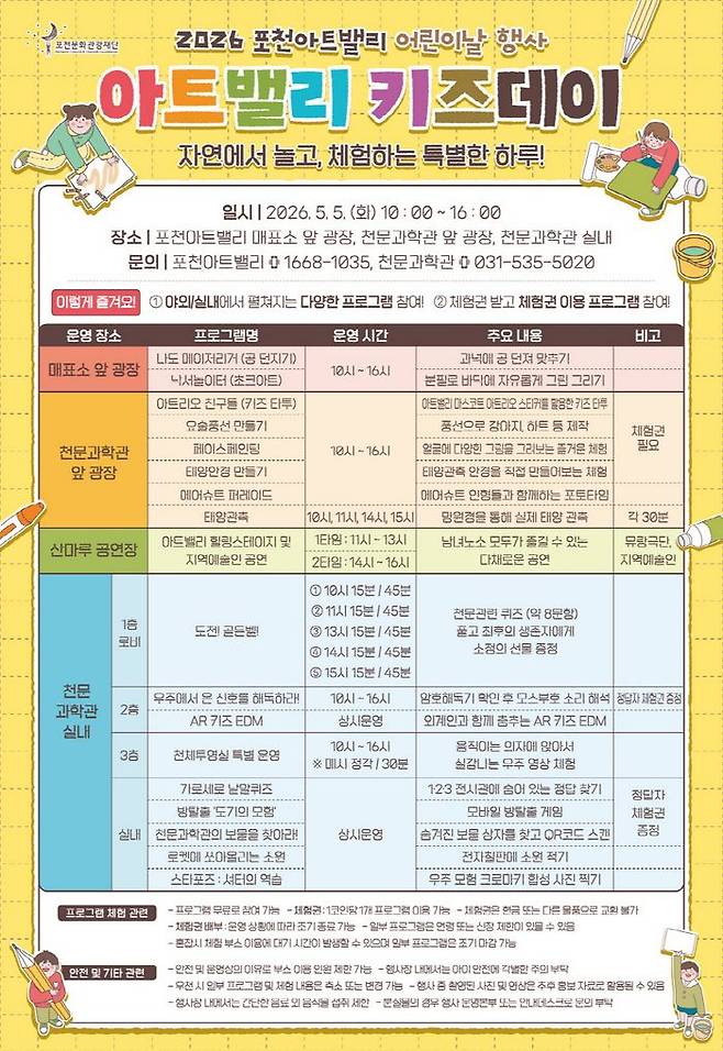 포천시 ‘아트밸리 키즈데이’ 안내문ⓒ