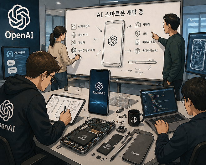 오픈AI, 퀄컴·미디어텍과 손잡고 스마트폰 개발? [그림=챗GPT]