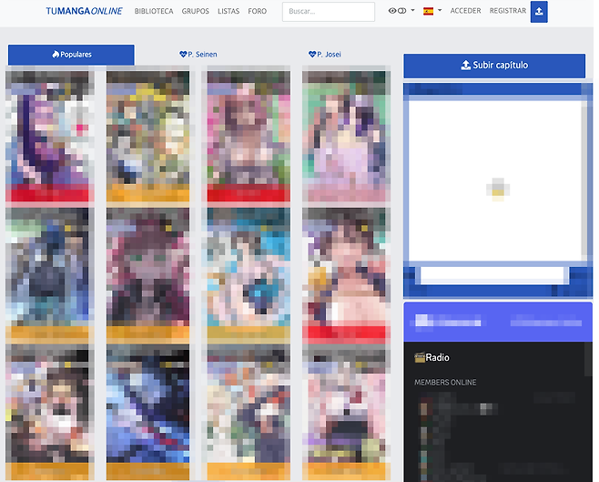 폐쇄된 스페인어 기반 불법 웹툰 유통 사이트 캡처. 사진 제공=카카오엔터테인먼트