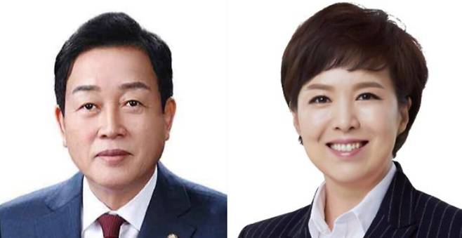▲ 국민의힘 경기도당 공천관리위원장 김선교(왼쪽) 국회의원과 부위원장 김은혜 국회의원. /사진제공=국회