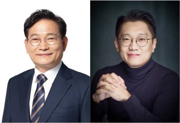 인천 연수갑 국회의원 보궐선거 공천을 받은 송영길 더불어민주당 전 대표(왼쪽)와 계양을 공천을 받은 김남준 전 청와대 대변인 [경인방송DB]