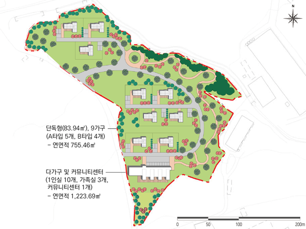 고성군 공공주택 및 커뮤니티센터 배치도. / 고성군