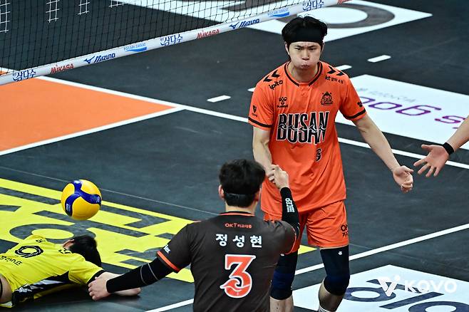 OK저축은행 이민규의 환호. 사진제공=KOVO