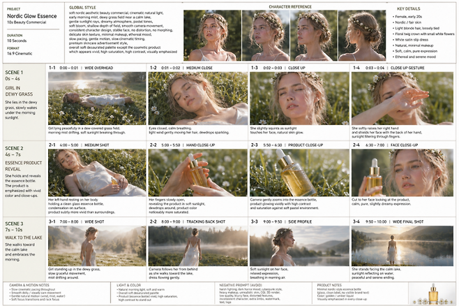 GPT 이미지 2.0으로 만든 광고 영상의 참고용 설정집. 상세한 컷별 이미지로 영상의 품질을 높일 수 있다. 이은서 기자.