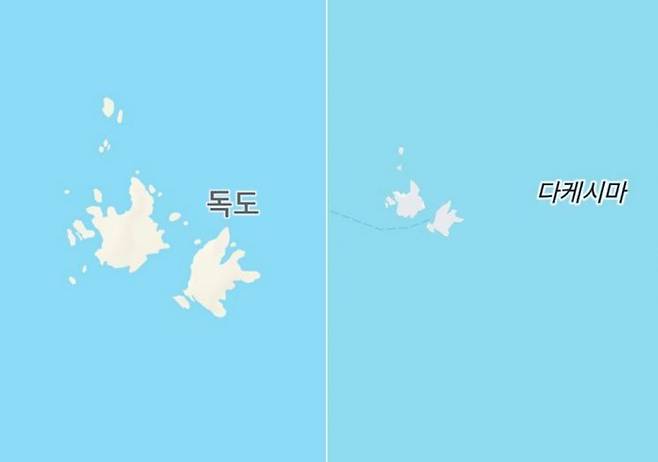 '플라이트레이더24'를 한국에서 접속하면 '독도'로 표기(좌), 일본에서 접속하면 '다케시마'로 표기(우). 서경덕 교수 페이스북