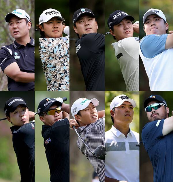 2026년 한국프로골프(KPGA) 투어 특급 대회인 대한골프협회(KGA)와 아시안투어 공동 주관하는 제45회 GS칼텍스 매경오픈에 출전하는 함정우, 김성현, 이정환, 옥태훈, 장유빈, 최찬, 김홍택, 문도엽, 신상훈, 정찬민 프로. 사진제공=KPGA (사진을 무단으로 사용하지 마십시오.)