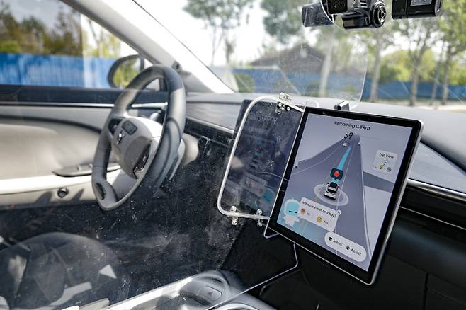 포니.AI 레벨 4 자율주행 택시 내부. 차기자협회