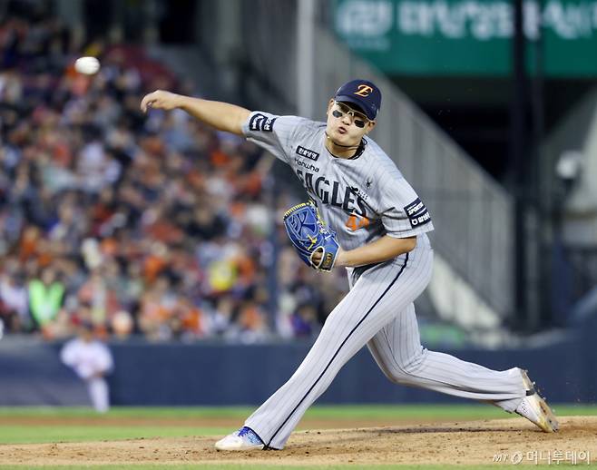 프로야구 한화 이글스의 우완 파이어볼러 김서현이 2군으로 내려갔다. /사진=뉴시스