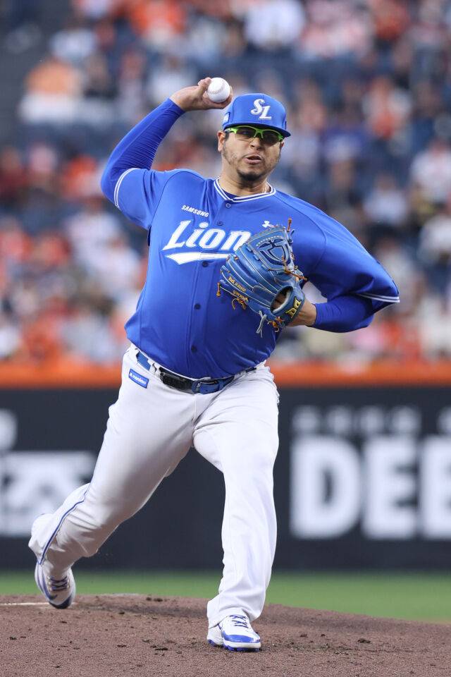 아리엘 후라도가 16일 대전 한화 이글스전 공을 던지고 있다./삼성 라이온즈 제공