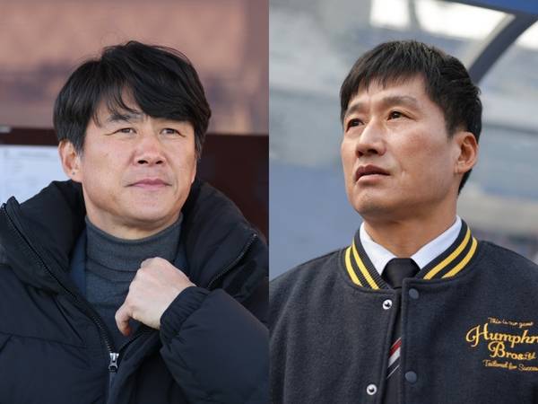 K리그2 수원FC 박건하 감독(왼쪽)과 수원삼성 이정효 감독. /한국프로축구연맹 제공