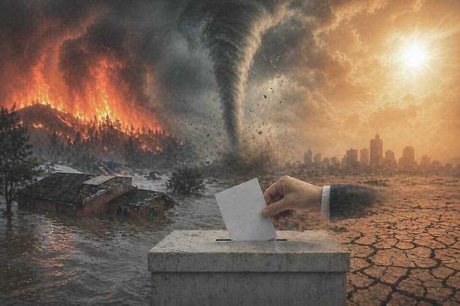 기후위기가 단순한 환경 문제를 넘어 민주주의의 근간 자체를 흔들고 있다는 분석이 나온다. (인공지능 생성 이미지)/뉴스펭귄