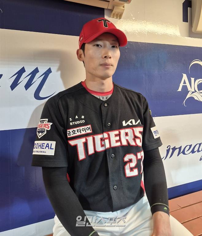 29일 창원 NC전을 마친 뒤 취재진과 인터뷰하는 김호령. 창원=배중현 기자