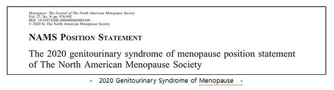 2020 Genitourinary Syndrome of Menopause . 이미지 : 동인제약 제공