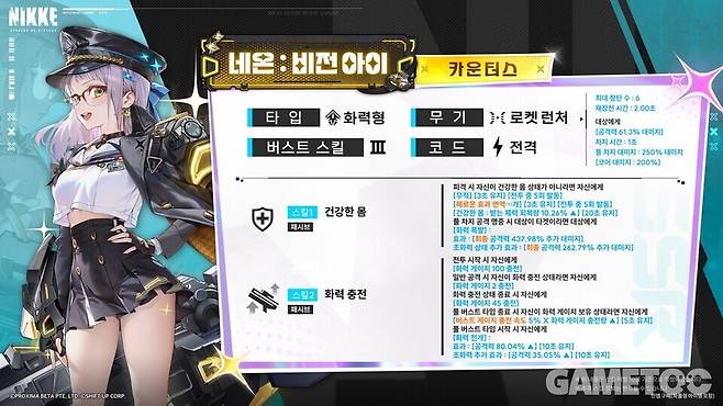 네온: 비전 아이 스킬 구성 [사진=레벨 인피니트]