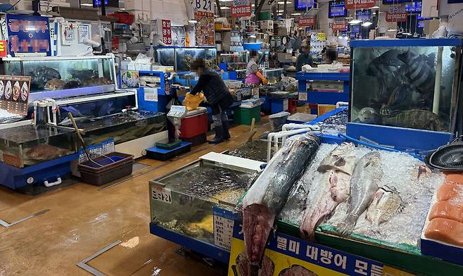 지난 27일 서울 노량진수산시장을 찾아 주의가 필요한 해산물을 물었다./사진=하다임 인턴기자