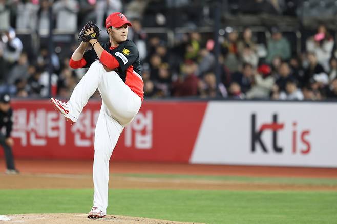 지난 22일 수원 KT 위즈전에서 1군 복귀전을 소화한 오른손 투수 정해영. KIA 제공