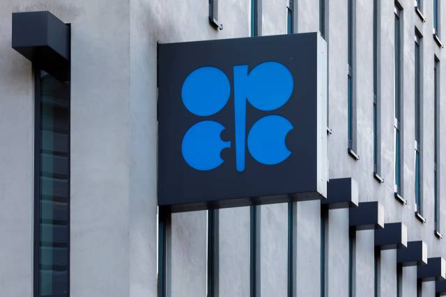 ▲2022년 3월3일 오스트리아 빈에 있는 석유수출국기구(OPEC) 본부에 이 기구 상징이 붙어 있다. ⓒAP=연합뉴스