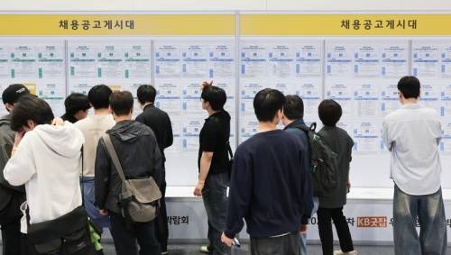 정부는 29일 청년 역량 개뱔과 일 경험을 제공하는 ‘청년 뉴딜’ 정책을 발표했다. 사진은 27일 서울 강남구 코엑스에서 열린 ‘KB굿잡 우수기업 취업박람회’. 연합뉴스