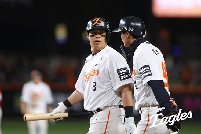 ▲ 30일 대전 SSG전에서도 4번 타순을 지키는 한화 노시환 ⓒ한화이글스
