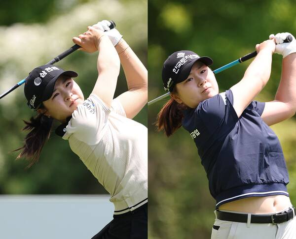 2026년 한국여자프로골프(KLPGA) 투어 신설 대회인 제1회 DB 위민스 챔피언십에 출전한 고지원, 홍정민 프로가 1라운드에서 경기하는 모습이다. 사진제공=KLPGA (사진을 무단으로 사용하지 마십시오.)