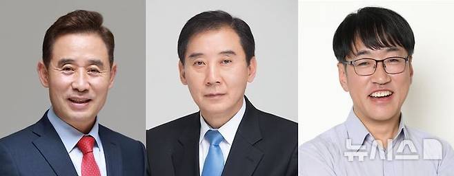 [포천=뉴시스] 포천시장 대진표. 왼쪽부터 국민의힘 백영현, 더불어민주당 박윤국, 진보당 이명원 후보. photo@newsis.com