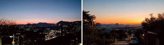 기자가 직접 찍은 서울 종로구 낙산공원 야경 사진(왼쪽)과 이를 바탕으로 챗GPT가 생성한 이미지. 윤채원 제공·챗GPT 생성 이미지