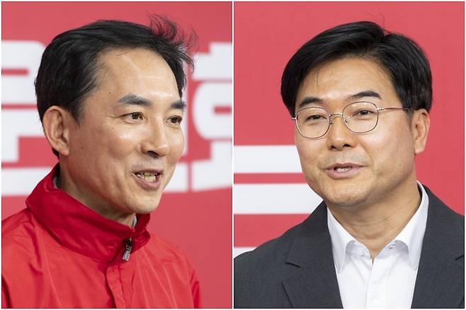 부산 북갑 경선하는 박민식 전 국가보훈부 장관(왼쪽)과 이영풍 전 KBS 기자 (서울=연합뉴스) 황광모 기자 2026.5.1 hkmpooh@yna.co.kr