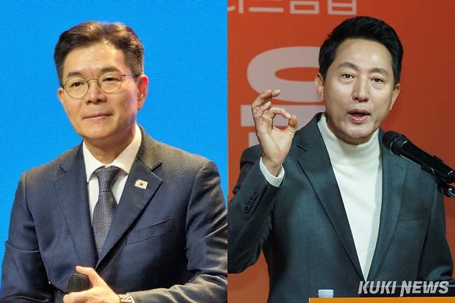 6·3 지방선거 서울시장 정원오 더불어민주당 후보(왼쪽)와 현직 서울시장인 오세훈 국민의힘 후보. 김건주·남동균 기자&nbsp;