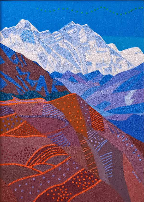 흐르는 산-에베레스트.&nbsp;65×91cm, Acrylic and stone powder on Canvas.